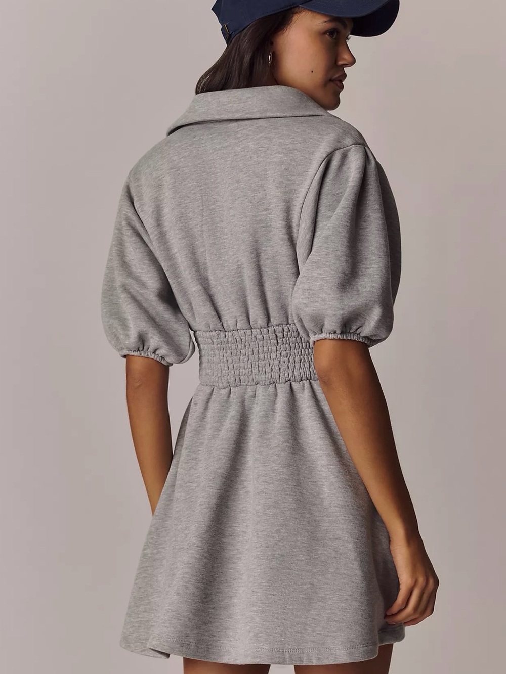 ✨Anthro’s Daily Ritual✨- Gray Heather Short Sleeve Zip-Smock Dress - SOLD OUT - Picture 4 of 11
